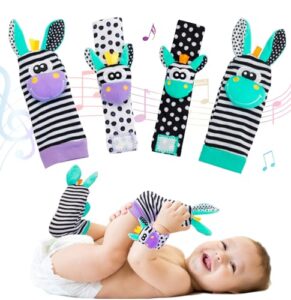 Petarms Baby Toys 0-6 Months: Baby Wrist and Ankle Rattles Foot Finder Rattle Sock
