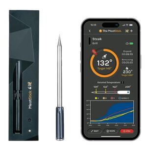 MeatStick 4X | Quad Sensors Smart Wireless Meat Thermometer | 200m Range Digital Food Probe with Bluetooth | for Smoking