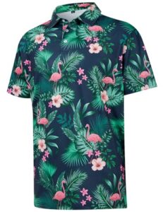 iCKER Mens Short Sleeve Polo Shirts Golf Printed Polo Shirt for Men Casual Elastic T-Shirt Soft Tee Polo Tops