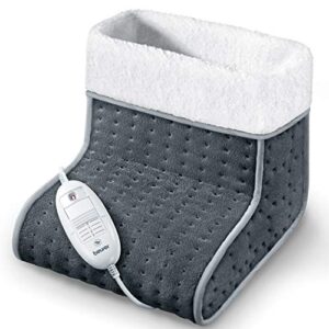 Beurer FW20UK Cosy Foot Warmer - Grey | Electric foot warmer for cold feet | 3 temperature settings | Cosy teddy fleece lining | Soft and breathable | Suitable up to shoe size 12.5 | Washable lining