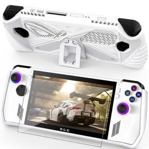 NIUTRENDZ TPU Protective Case for Rog Ally with Kickstand and Screen Protector Anti-Scratch & Shockproof Protective Cover Compatible with Rog Ally (White)