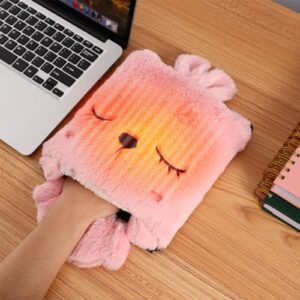 Coikes USB Hand Warmer Mouse Pad Cute Rabbit Soft Hand Heated Winter Mouse Pad with Wrist Support Washable Winter Warm Plush Electric Hand Warmer Office Warm Winter Xmas Gift for Women Girls