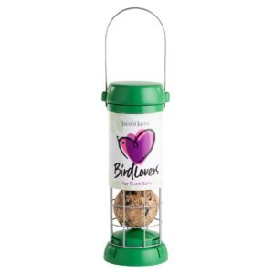 Bird Feeders For Small Birds - Jacobi Jayne® Bird Lovers™ Small Fat Ball Feeder - Hanging Bird Feeder Holds Up To 3 Suet Balls. Easy Clean Feeder With Quick Release Base