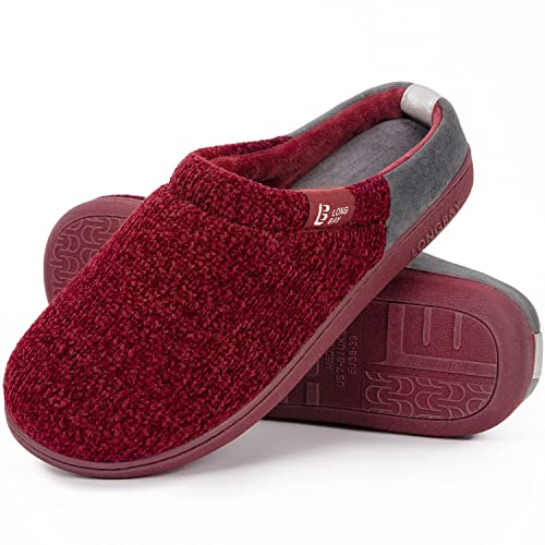 LongBay Ladies' Chenille Knit Slippers Comfort Memory foam Slip on House Shoes