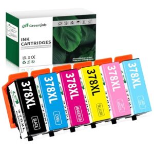 Greenjob 378XL Ink Cartridges Replacement for Epson 378 Ink Cartridges Multipack Compatible with Expression Photo XP-8500 XP-8505 XP-8600 XP-8605 XP-8700 XP-8000 XP-8005 XP-15000 Printer (6-Pack)
