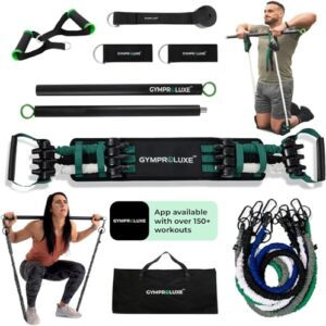 Gymproluxe Original Portable Gym - Resistance Exercise Band Set for Home Gym - 90KG Resistance Band Set for Men and Women - Multi Gym Fitness Equipment and Pilates Bar for Home Workout…