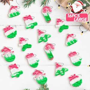 TOANWOD Christmas Stocking Fillers Pop Keyring: Party Bag Fillers Kids Fidget Toy - Christmas Eve Box Idea Party Favours Classroom Prizes - Birthday Gifts Pinata Fillers for Girl Boy (16PCS Large)
