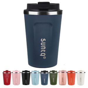 SUNTQ Reusable Coffee Cups Travel - Coffee Travel Mug with Leakproof Lid - Thermal Mug Insulated Cup - Stainless Steel Coffee Travel Cup - for Hot and Cold Drinks (Dark Blue