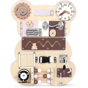 Vanplay Busy Board Montessori Toys Sensory Toys Wooden Toys for Toddlers 1 2 3 Years Old Early Development & Activity Toys Fine Motor Skills Toys Gifts for 1 Year Olds Girls Boys