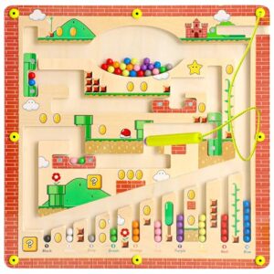 Magnetic Colour and Number Maze - Montessori Toys for 3 Year Olds Wooden Color Sorting Toys Magnetic Maze Fine Motor Skills Toys Educational Toys for 3 4 5 6 Year Olds Kids Boys Girls