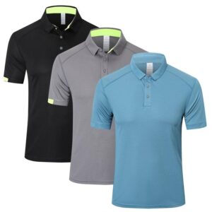 HUAKANG 3Pack Men's Breathable Golf Polo Shirt Workout Polo Shirts Short Sleeve Sports Gym Tee Top Quick-Dry Polo Shi