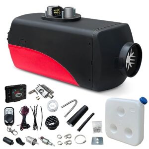 KIASTER 5KW / 8KW 12V Diesel Air Heater Parking Heater Diesel Night Heater w/LCD Switch & Remote Control & Silencer & 10L Fuel Tank for Car Trucks Boat Trailer Motorhomes (Red+Black