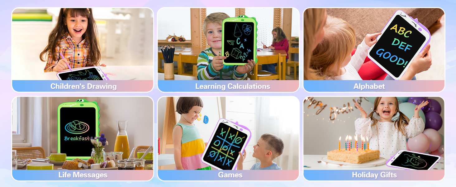 2 Pack LCD Writing Tablet Doodle Board,8.5 Inch Unicorn + Dinosaur Toddler Drawing Pads