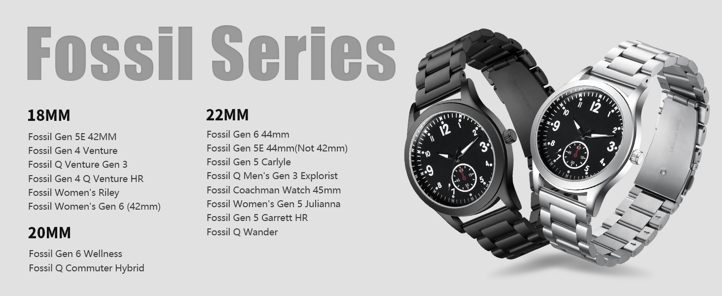 20mm Metal Watch Straps fit for Fossil Watch