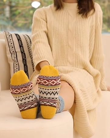 Chalier Cozy Women Winter Merino Wool Socks Ladies Thermal Vintage Wool Socks Thick Warm Soft Bre...