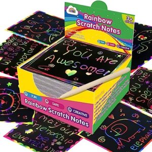 ZMLM Rainbow Scratch Mini Art Notes - 125 Magic Scratch Note Pads Cards Sheets for Kids Black Scratch Arts Crafts Kids DIY Party Favor Supplies Kit Birthday Game Toy Gifts Box for Girls Boys Hallowee