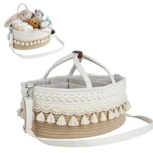 Bubbyboo Nappy Caddy Organiser with Ebook Included. Premium Baby Changing Basket with Detachable Compartments For Newborn Essentials. Perfect Baby Shower Gift For Mums to Carry all Baby Essentials