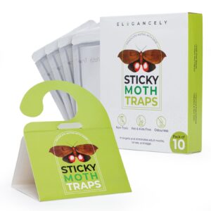 Elegancely 10-Pack Pheromone & Clothes Moth Trap – Moth Repellent for Wardrobes