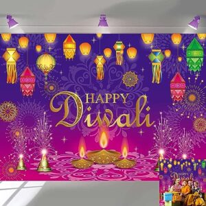 Diwali Backdrop Happy Diwali Photography Backdrop Indian Festival of Lights Deevali Party Decor Photo Background (7X5FT(210x150cm))