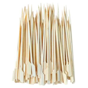 Liujiami 18CM 100 Pieces Barbecue Skewers Bamboo Paddle Picks Wooden Paddle Sticks Bamboo Skewers Cocktail Sticks for Fruit