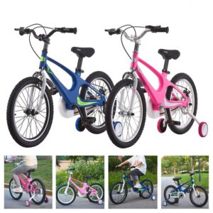 BSTSEL Children's Bicycle 12" 14" 16" 18" Blue & Pink Kids Bike Boys&Girls Children Bicycle With Silent Stabilizers And Double Brakes Ages 2-9 Years Old Children Bike Gif