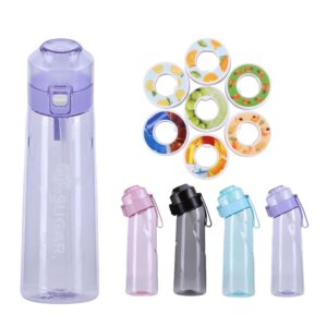 AVZYARDY NEW Air Water Bottle 650ml Fruit Fragrance Water Bottle BPA Free Sports Air Water Bottle Set with 7 Fruit Flavour Pods Scented 0 Sugar and Water Cup with Straw