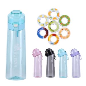 AVZYARDY NEW Air Water Bottle 650ml Fruit Fragrance Water Bottle BPA Free Sports Air Water Bottle Set with 7 Fruit Flavour Pods Scented 0 Sugar and Water Cup with Straw