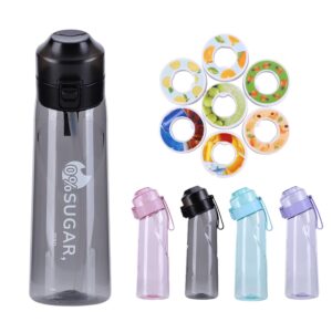 AVZYARDY NEW Air Water Bottle 650ml Fruit Fragrance Water Bottle BPA Free Sports Air Water Bottle Set with 7 Fruit Flavour Pods Scented 0 Sugar and Water Cup with Straw