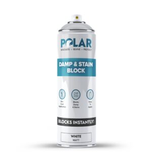 Polar Damp & Stain Block Spray - Matt White - 500ml - Anti Mould Paint - Stops & Removes Mould & Stains - Stain Blocker Paint For Interior Walls & Ceilings - Wood