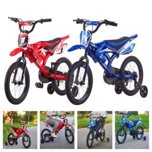 BSTSEL 12"/16" Boys&Girls Kids Bicycle Moto Bike With Removable Stabilisers Wheels For Ages 3-9 Years Old Children Bike Gif
