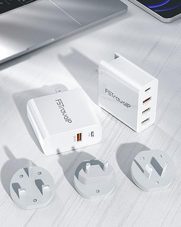 FSTravelP Worldwide Travel Adapter with USB, Universal Plug Adaptor with 2 USB Ports All in One U...