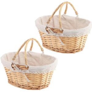 ZOENHOU 2 PCS Wicker Picnic Basket