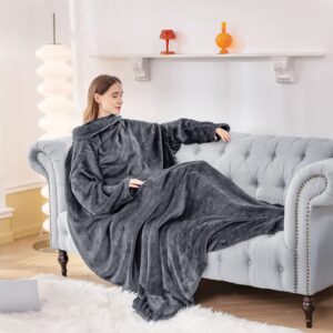 Aisbo Wearable Blanket with Sleeves Women - Warm Fleece Blanket with Arms for Mens