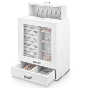 Seelux Jewellery Box with 3 Drawers Jewelry Organiser Display Case with Glass Window