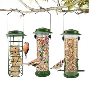 Bird Feeders Bird Seed Feeder Hanging Station Wild Bird Feeder Sets for Small Birds Heavy Duty Window Bird Feeder for Sunflower Hearts