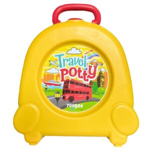 YOOBEE TOTS Compact Travel Potty - Bag-Free Solution for On-The-Go Toilet Training! Travel-Friendly Portable Toilet Seat Toddler Transforms Every Adventure into a Worry-Free Experience! (Yellow)