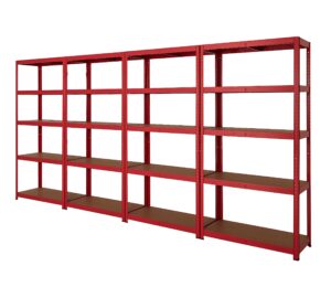 BiGDUG Garage Shelving Units: 2-4 Bay 178cm x 90cm x 40cm - 5 Tier Shelves for Storage – 875kg per bay – Boltless Workshop Shed Racking (Pack of 4)