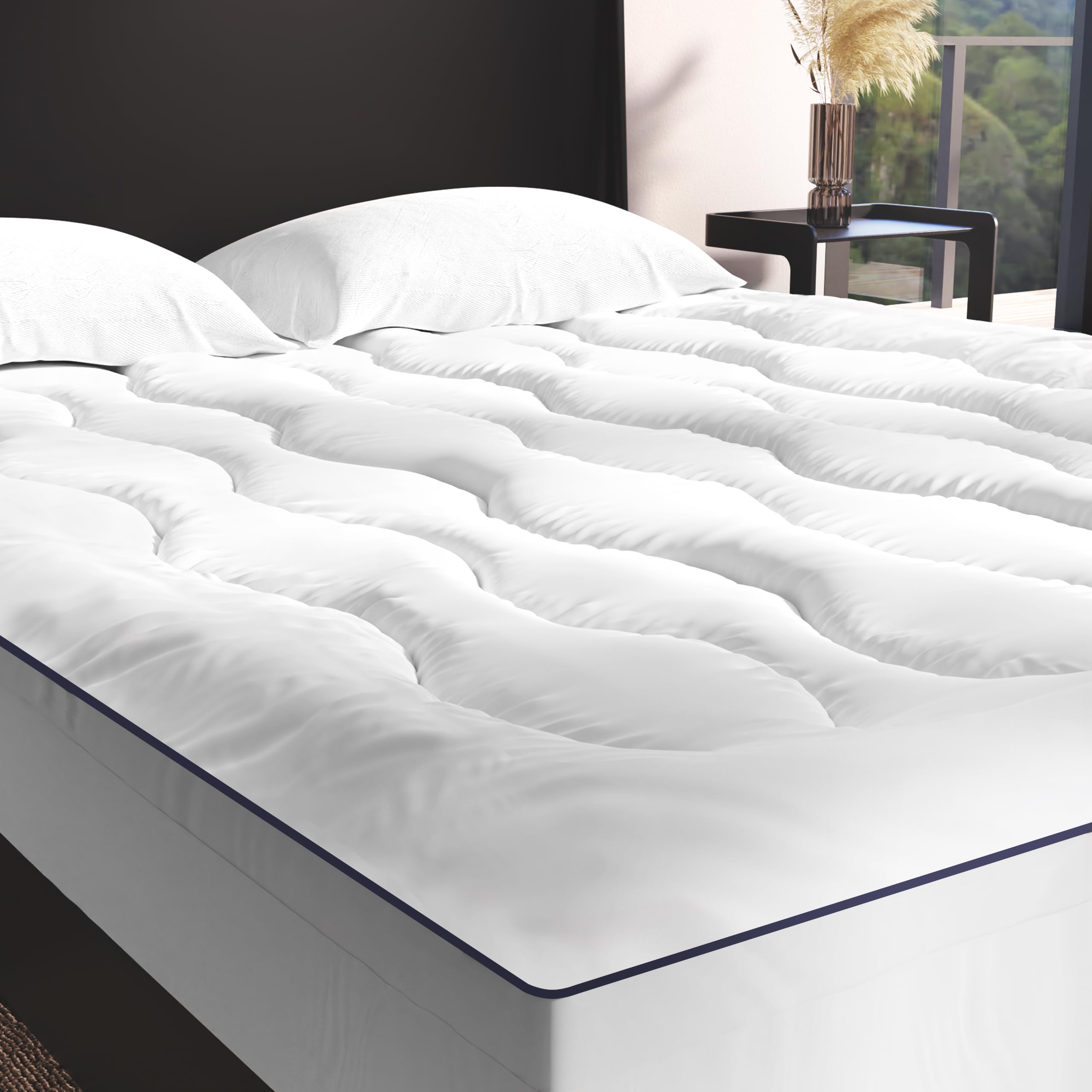 Acrali Home Quilted Fitted Mattress Topper Single Bed – Heavy filled Mattress Protector – Mattress Cover – Mattress Pad for Sofa bed Caravan Campervan – Cooling Mattress Topper Size (90X190+38cm)