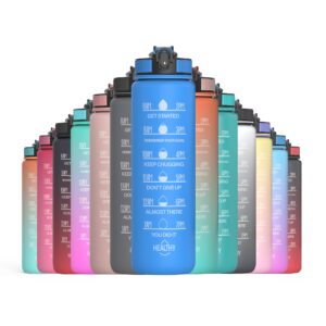 HOMEEX 1 Litre Motivational Fitness Sport Water Bottles with Straw & Time Maker