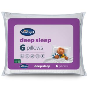 Silentnight Deep Sleep Pillow Pack of 6 - Soft Hotel Bed Pillows 6 Pack - Machine Washable Hollowfibre Sleep Easy Pillows