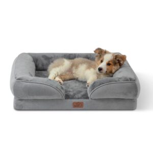 Bedsure Medium Dog Sofa Bed - Washable Orthopedic Dog Beds and Couch with Removable Flannel Zipper Cover