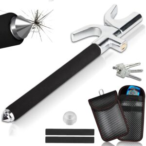 Steering Wheel Lock Heavy Duty with 3 Laser Keys + RFID Car Key Signal Blocker Pouch - Fit for All Makes and Models Truck SUV Van Ca