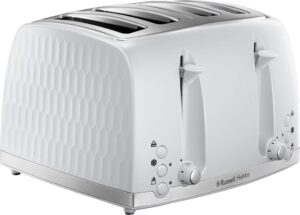 Russell Hobbs 26070 4 Slice Toaster - Contemporary Honeycomb Design with Extra Wide Slots and High Lift Feature