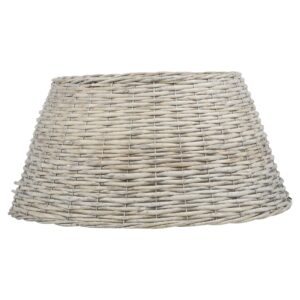 Christmas Natural Large Willow Wicker Woven Rattan Tree Skirt Base Cover Stand (White)