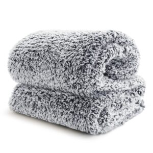 Bedsure Fleece Sherpa Throw Blanket Grey - Fluffy Soft Cosy Fuzzy Furry Warm Blanket for Sofa and Bed