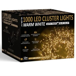 Christmas Tree Lights Cluster Lights 1000 LED - 8 Hours On Timer