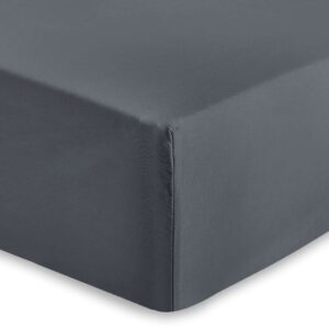 AMEHA Fitted Sheet Double 25 cm Deep Bed Sheets Easy Care Brushed Microfiber Elastic Fitted Bed Sheet Shrinkage Resistant (Charcoal/Dark Grey