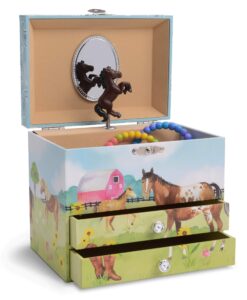 Jewelkeeper Horse Jewellery Box for Girls with 2 Drawers
