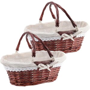 ZOENHOU 2 PCS Wicker Picnic Basket