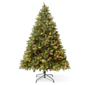 VeryMerry 5FT 'Ascot' Pre-Lit Christmas Tree with 300 Built-In Warm White LED Lights with Auto-Off Timer